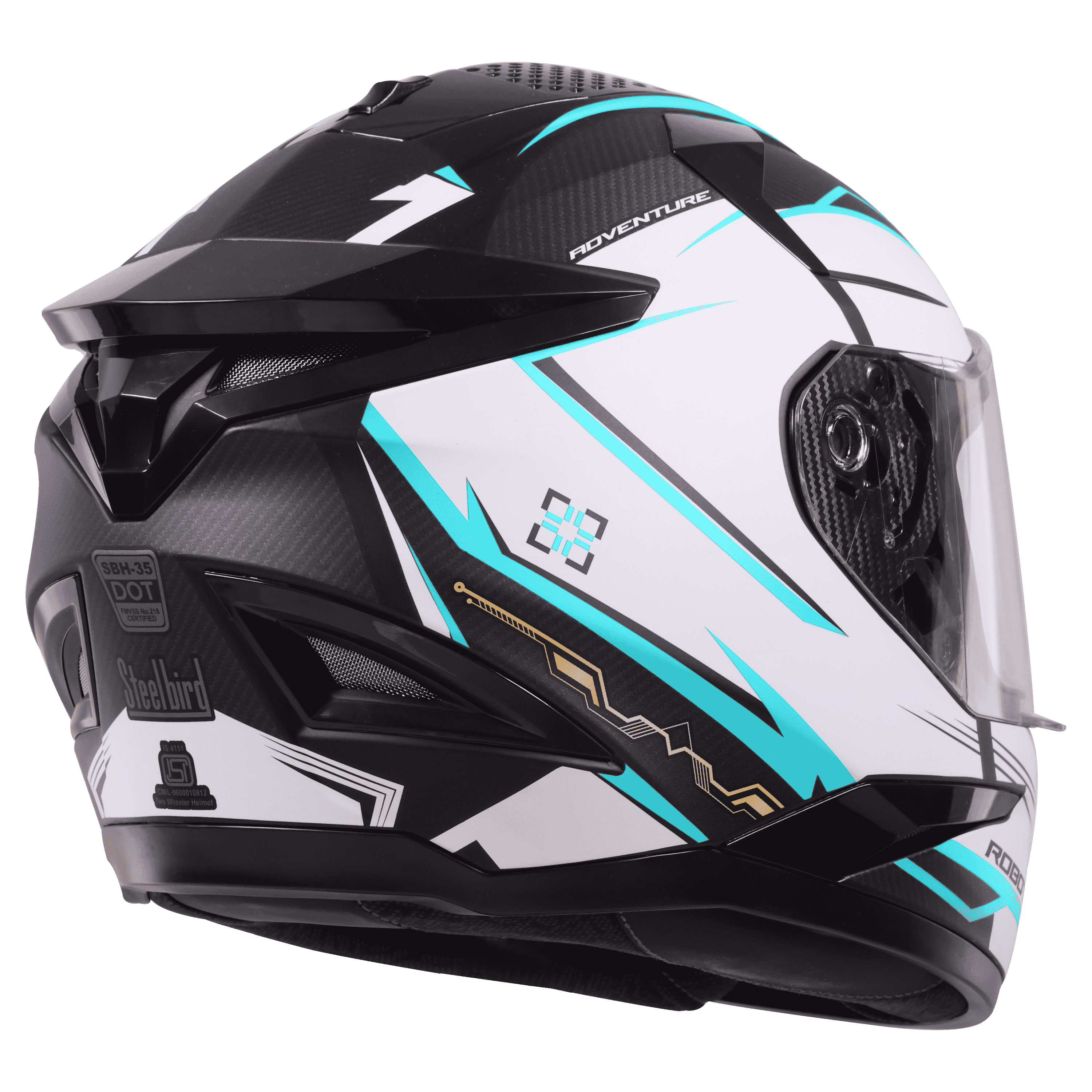 SBH-35 DOT ROBOT 2.0 ADVENTURE GLOSSY BLACK WITH JAZZ BLUE